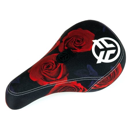 Седло BMX Federal Mid Pivotal Roses черно-красное с белым вышитым логотипом